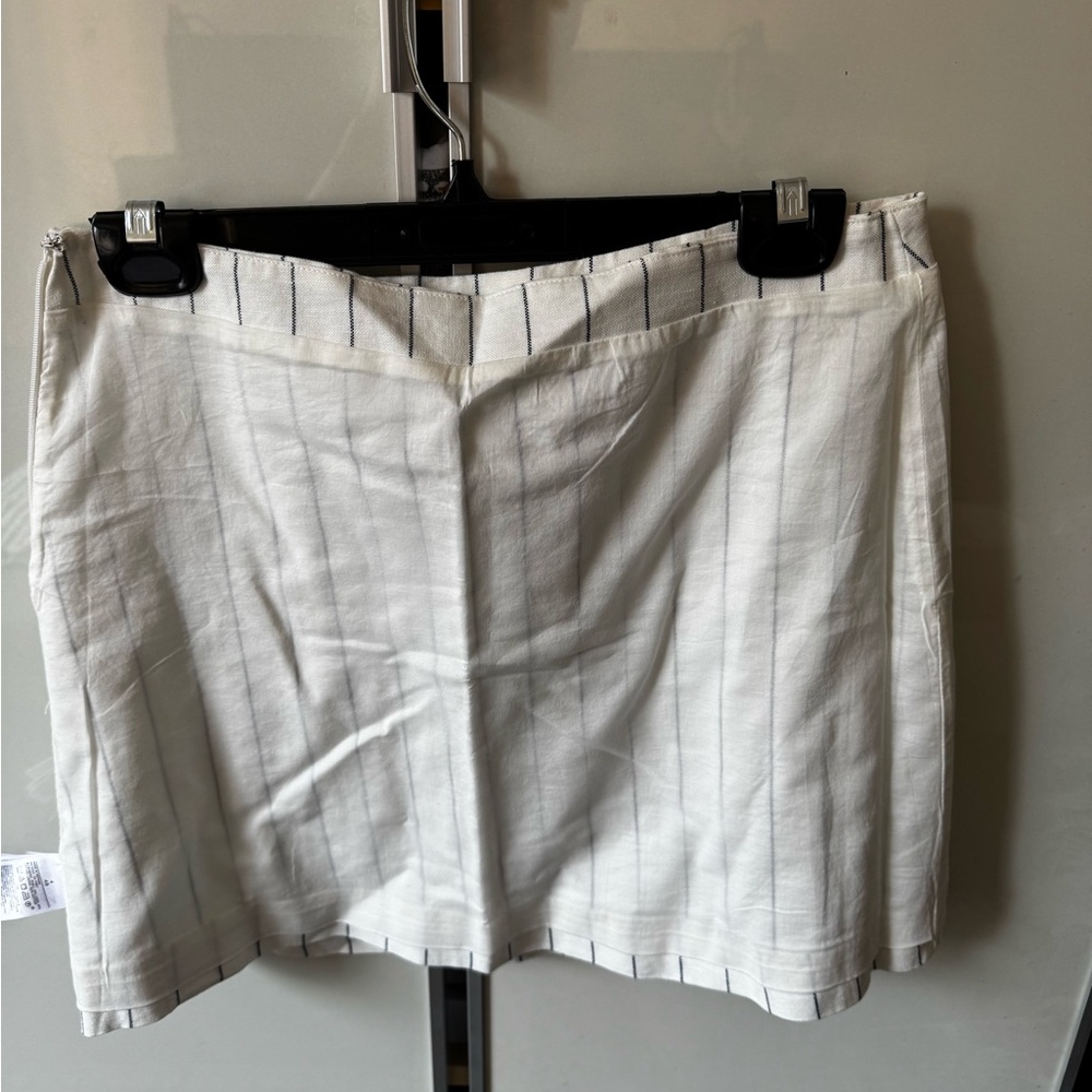 NWT GAP White / Cream Linen & Cotton Mini Skirt with Blue Pinstripes, Size 4 - Picture 10 of 12